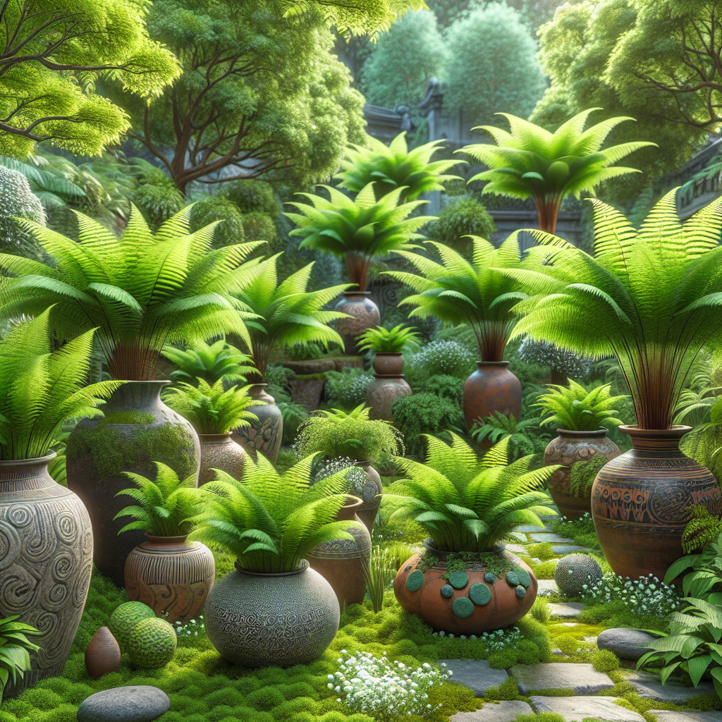 Achieving Lush Greenery with Ferns in Pottery Gardens