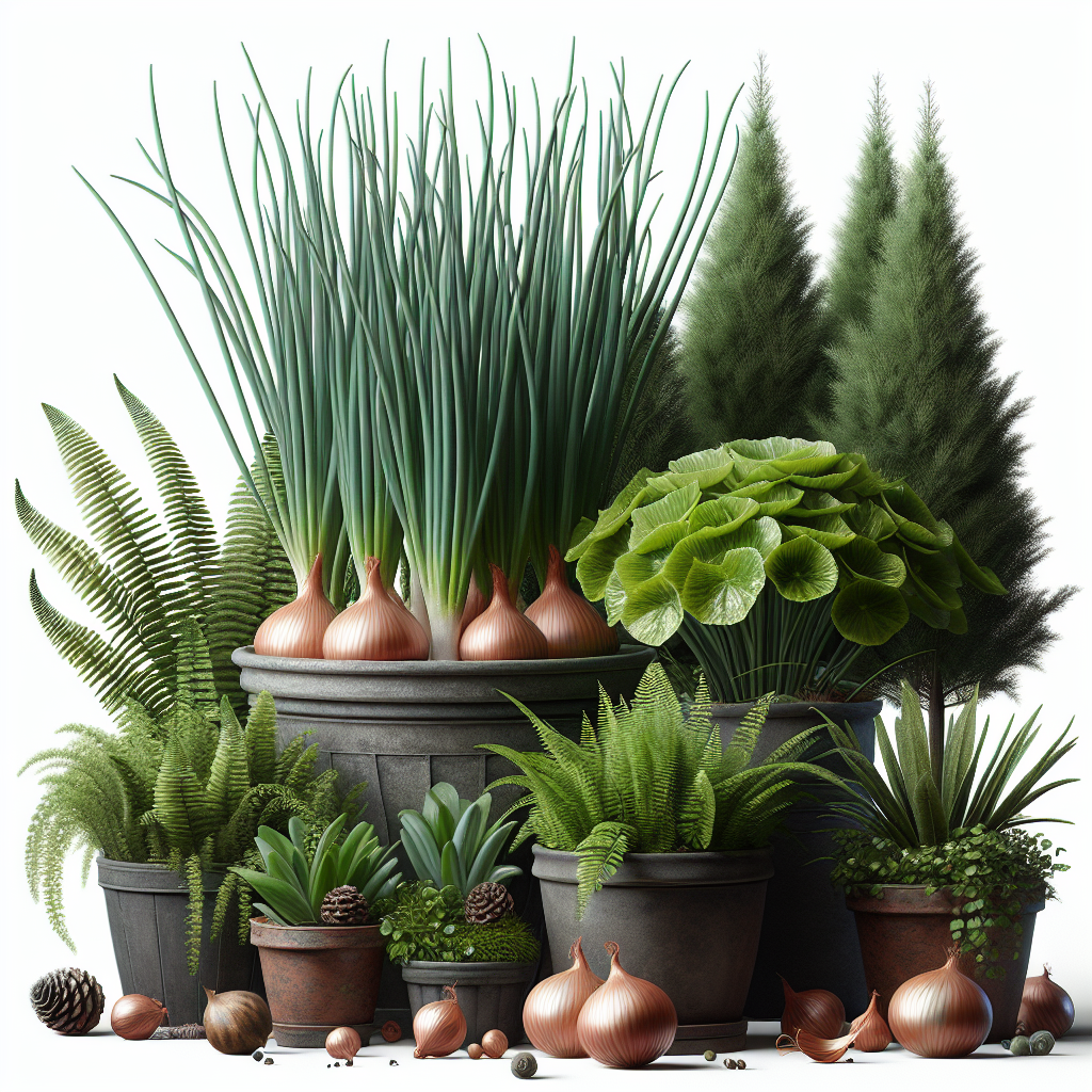 Container Gardening Success: Onions, Ferns, and Juniper Varieties