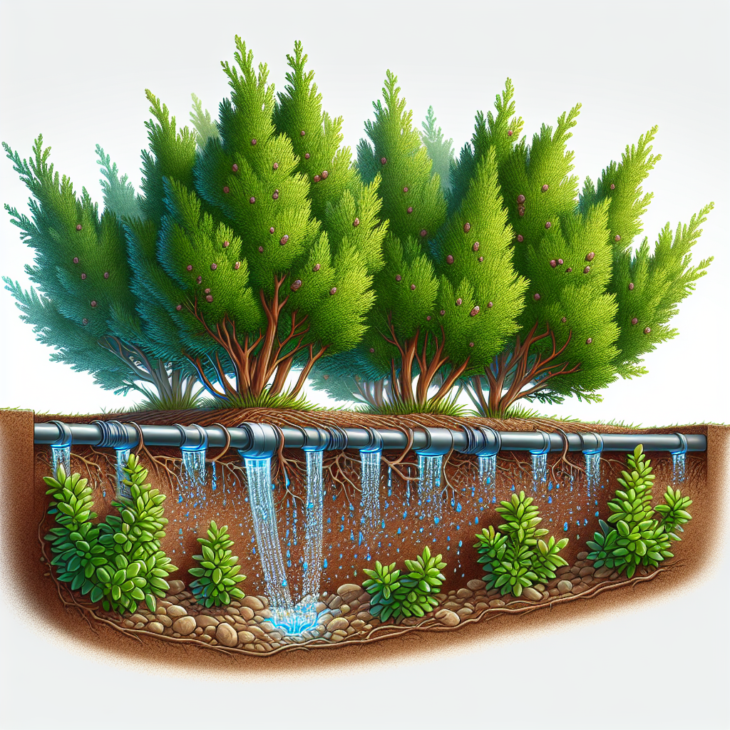 Benefits of using a slow drip irrigation setup for juniper plants