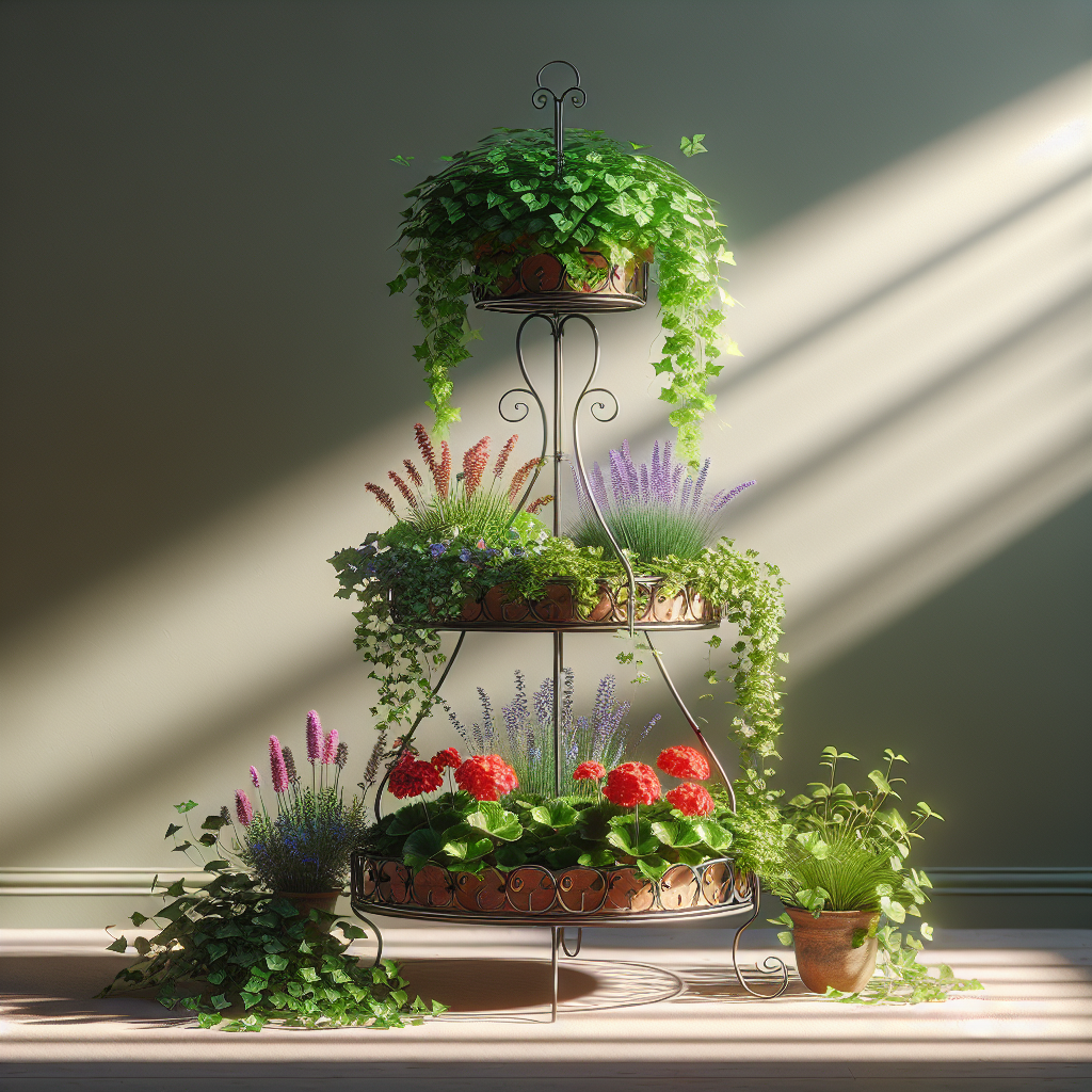 Creating a Striking Display on a 3 Layer Plant Stand